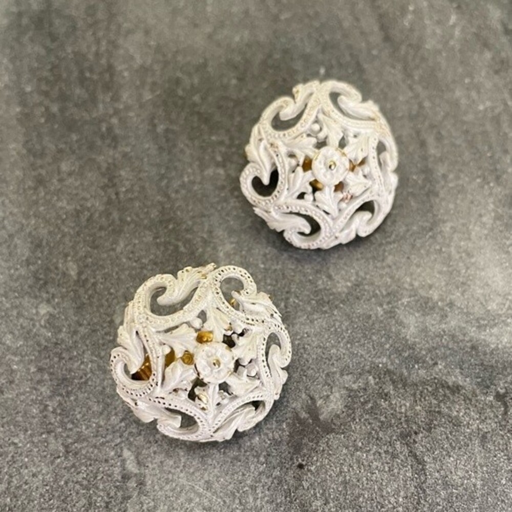 Vintage Monet White Gold Earrings